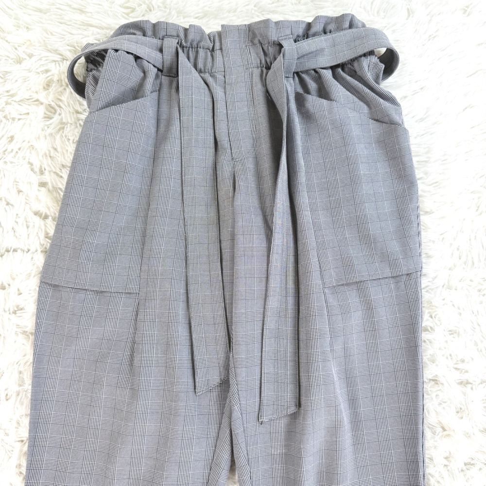 Athleta Skyline Pant Grey Glen Plaid Paperbag Waist Tapered Size 0 Preppy Office - Picture 3 of 13